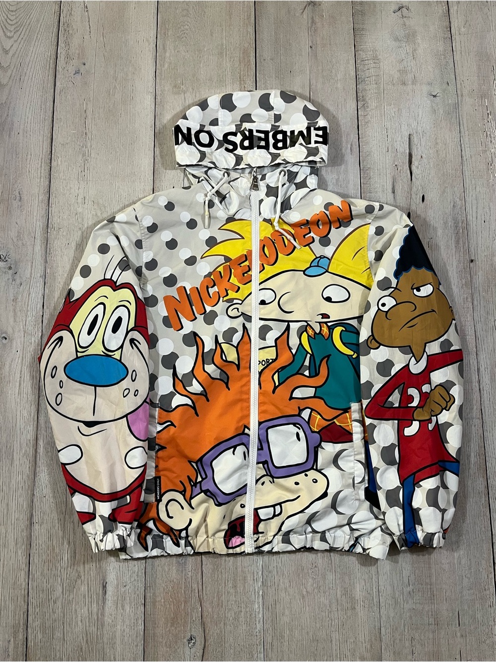 MEMBERS ONLY X Nickelodeon Hooded Windbreaker Jacket Size M Rugrats Hey Arnold